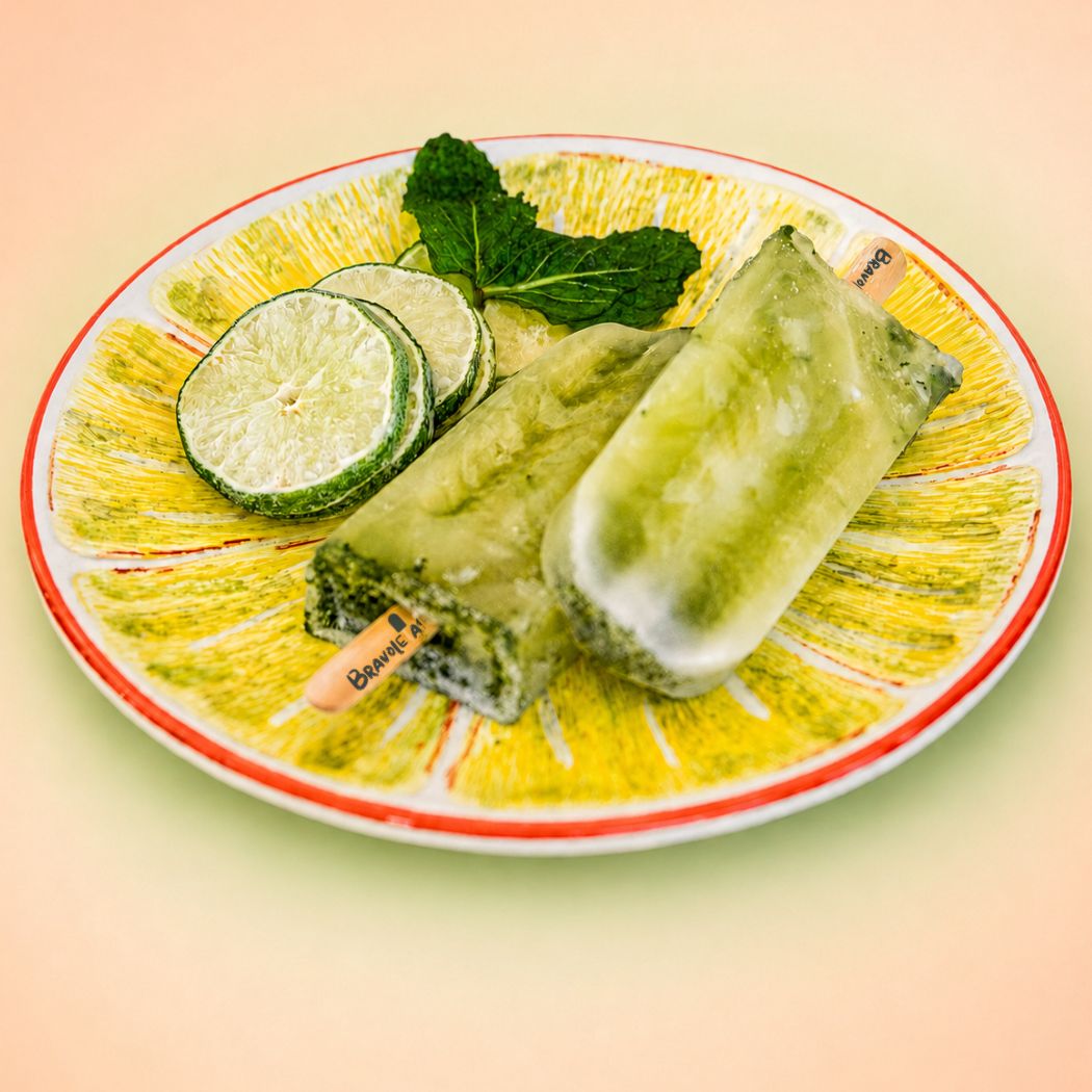 Paleta artesanal en agua de hierbabuena y limón